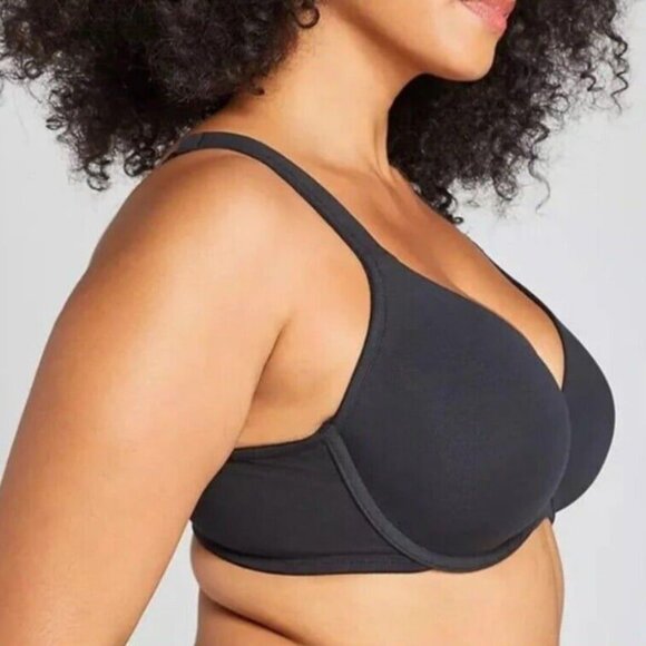 Lane Bryant Cacique Womens Bra Full Coverage Size 38F Black Cotton Blend Bow - Picture 3 of 6